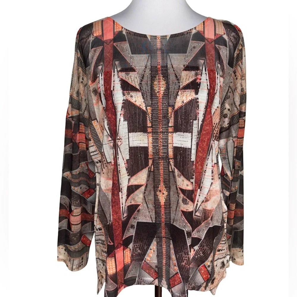 Chico's Geometric Patterned Blouse in Earth Tones